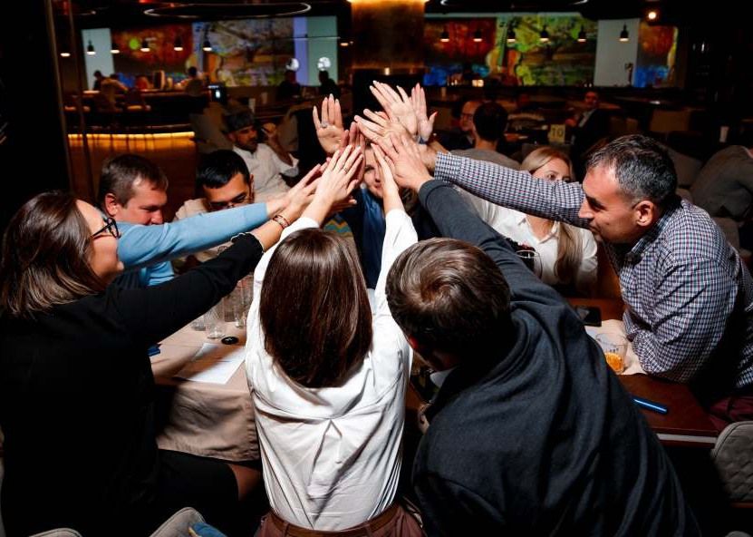 A team high-five